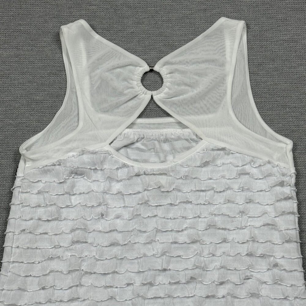 Volume One Sleeveless Mini Dress Womens XL White Ruffled Square Neck Keyhole NWT - Picture 10 of 14